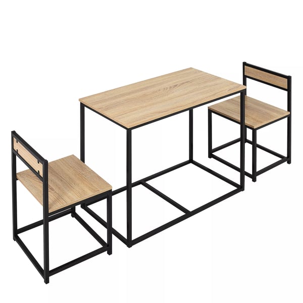 HOMCOM 3-delt spisestuesæt i eg - 1 bord og 2 stole, kompakt køkkenbordssæt med industriel stil