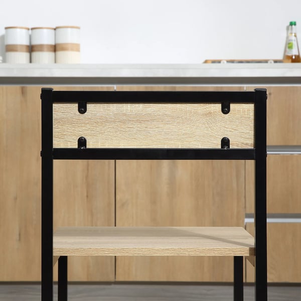HOMCOM 3-delt spisestuesæt i eg - 1 bord og 2 stole, kompakt køkkenbordssæt med industriel stil