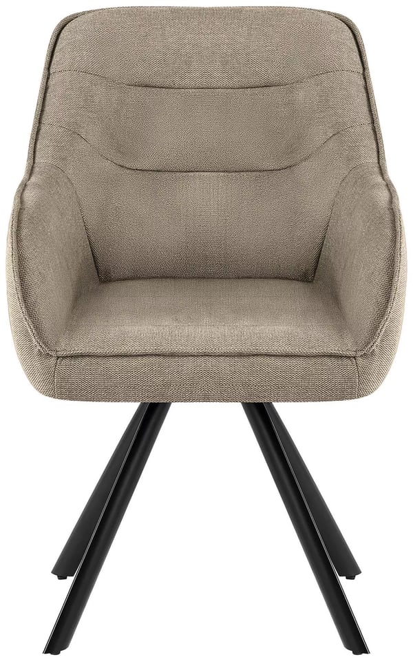 Pettuli Taupe stof spisebordsstol med drejefunktion og mat sort metalbase