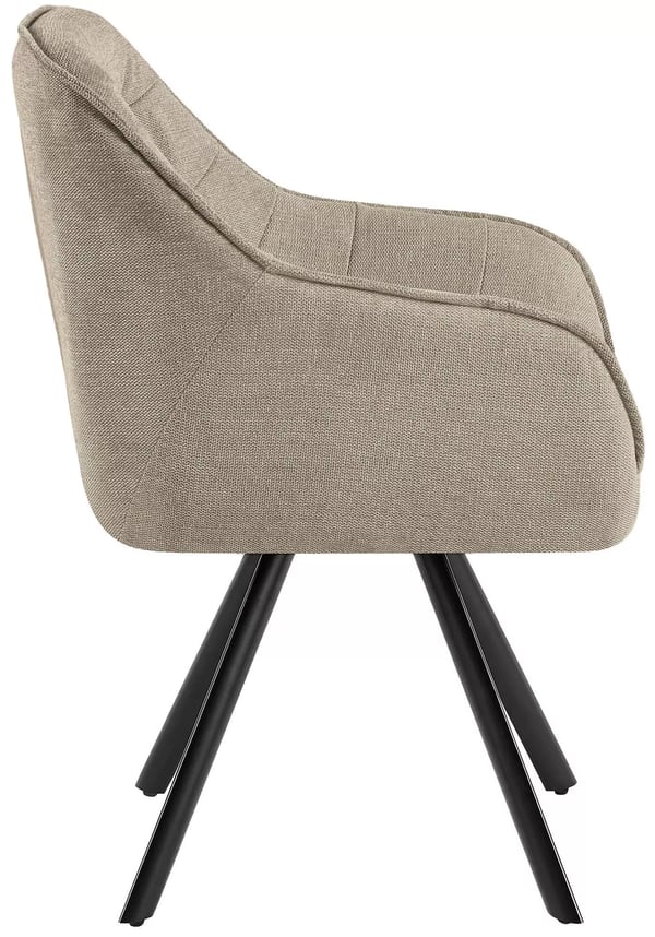 Pettuli Taupe stof spisebordsstol med drejefunktion og mat sort metalbase