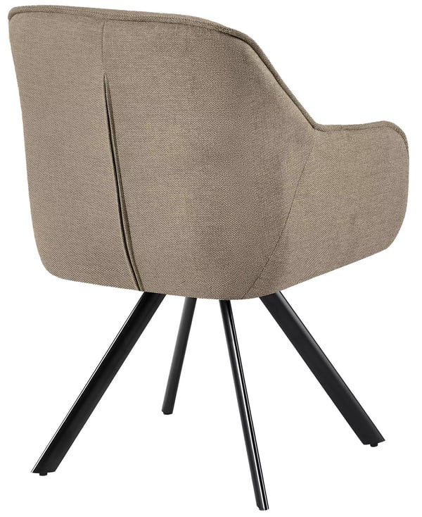 Pettuli Taupe stof spisebordsstol med drejefunktion og mat sort metalbase