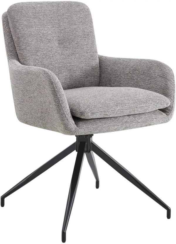 Pickett Taupe stofspisebordsstol med drejefunktion og auto-retur, metalfod