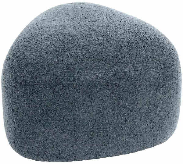 Alfrisa Teddy Stof Ottoman / Skammel, Mørkegrå med Træbase - Komfortabelt, Moderne, Ovalt Design til Stue eller Børneværelse