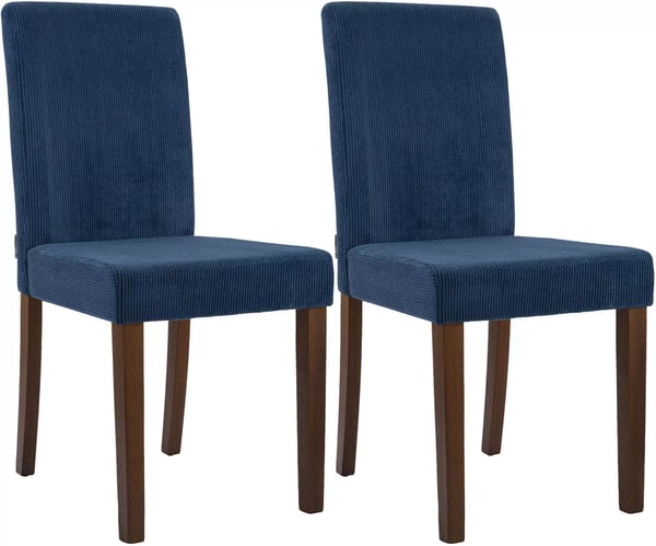 Set med 2 Ina manchesterstolar, blå, träram
