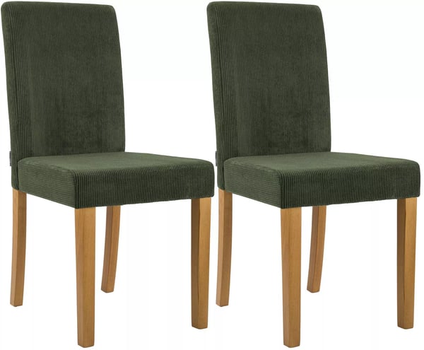 Set med 2 Ina manchester-matstolar, grön, träben