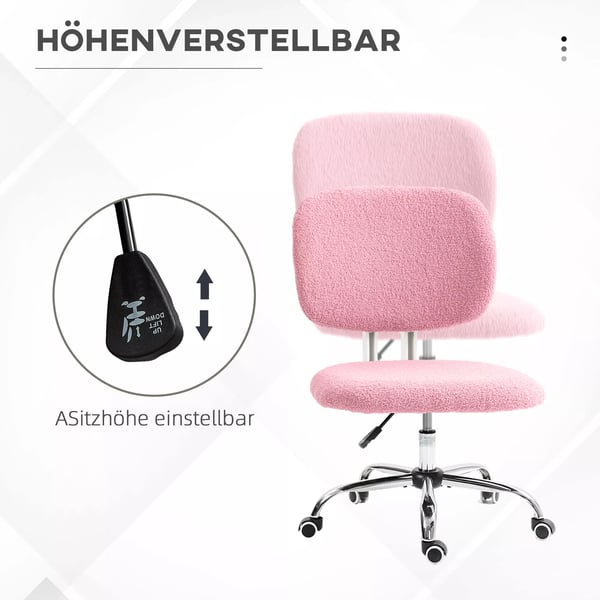 Vinsetto Kontorstol - Ergonomisk Skrivebordsstol, Hyjdejusterbar Computerstol, Drejestol, Blyd Plys (Polyester), Lyseryd