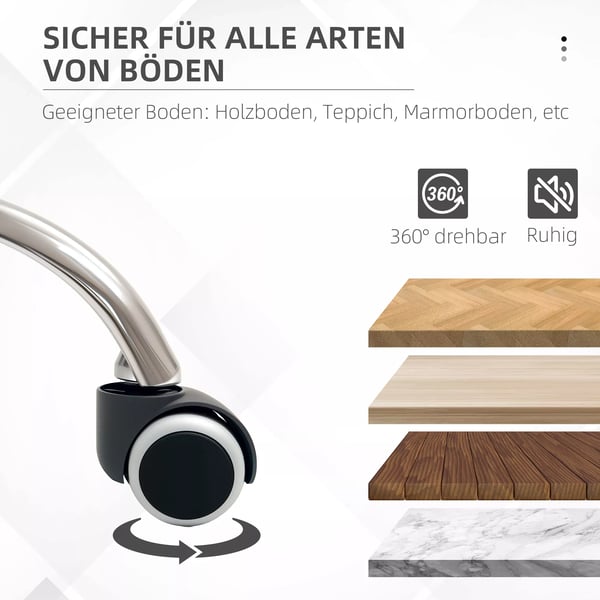 Vinsetto Kontorstol - Ergonomisk Skrivebordsstol, Hyjdejusterbar Computerstol, Drejestol, Blyd Plys (Polyester), Lyseryd