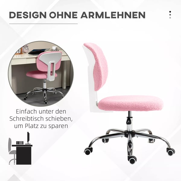 Vinsetto Kontorstol - Ergonomisk Skrivebordsstol, Hyjdejusterbar Computerstol, Drejestol, Blyd Plys (Polyester), Lyseryd