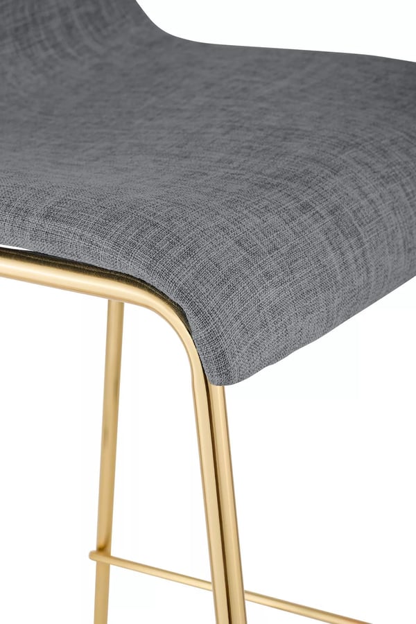Hoover Lysegrå Barstol i Stof med Guldfarvet Metal 4-Benet Base