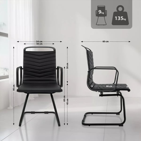 Tomkin Cantilever Stol Sort Kunstlæder med Metalramme