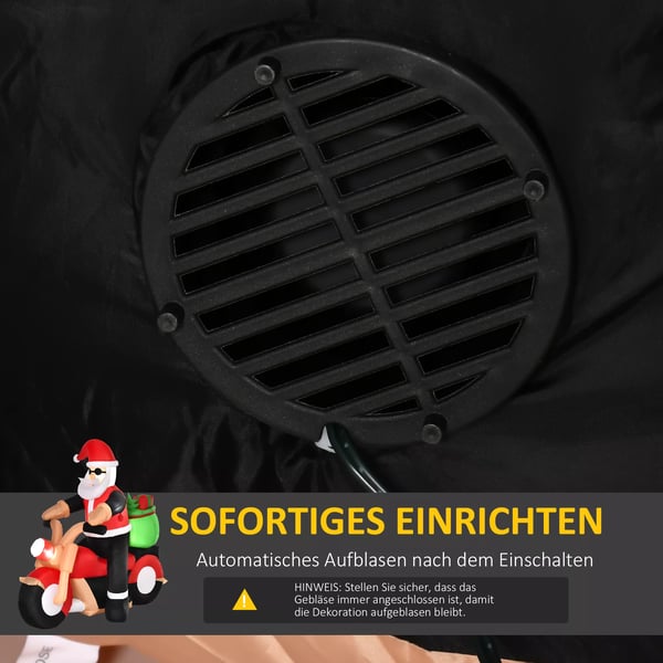 Uppblåsbar jultomte på motorcykel 150 cm LED med fläkt Juldekoration för julfest Polyester Vit+Röd+Grön