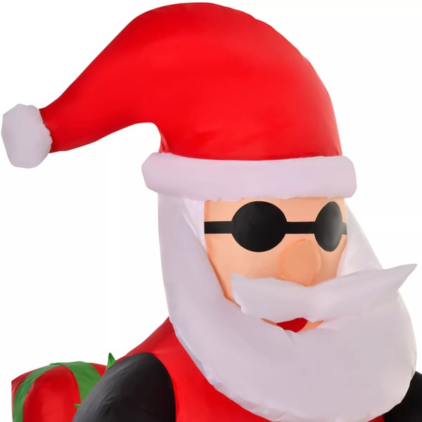 Uppblåsbar jultomte på motorcykel 150 cm LED med fläkt Juldekoration för julfest Polyester Vit+Röd+Grön