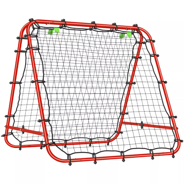 HOMCOM jalkapallon rebounder, harmaa teräsrunko, säädettävä 5 tasoon, punainen, 100x95x90 cm