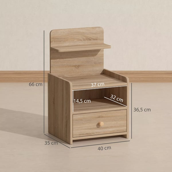 HOMCOM Natbord med Opbevaring, Spånplade, Naturtræ, 40x35x66 cm