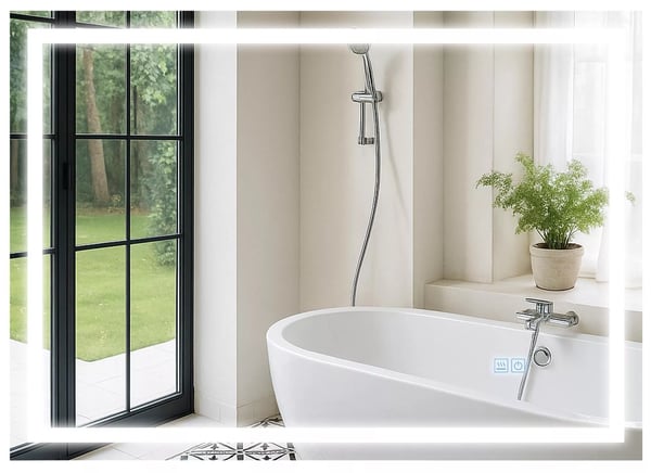 Jaffrey Badeværelsesspejl 50x70 cm - LED-belysning, dæmpbar, anti-dug, IP44 Klart Glas