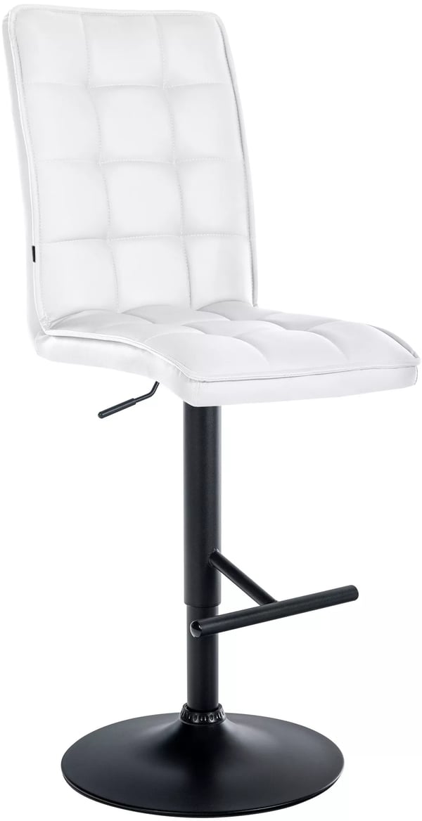 Vit konstläder (PVC) barstol med metallställ - justerbar höjd, 360° svängbar