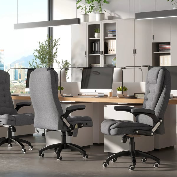Vinsetto hierontatuoli toimistotuoli, tummanharmaa pellavajäljitelmä, säädettävä ergonominen