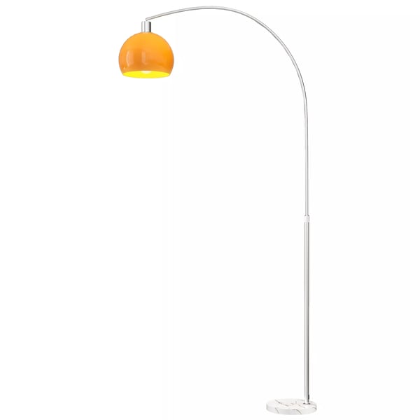 Buegulvlampe i Orange Metal/Marmor med Fodkontakt - 26x90x180 cm
