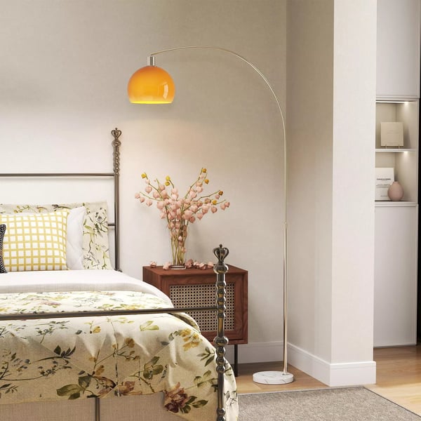Buegulvlampe i Orange Metal/Marmor med Fodkontakt - 26x90x180 cm