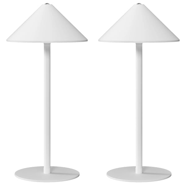HOMCOM Bordlampe 2 stk, Hvid Metal, genopladelig USB, 3 lysfarver, touch-kontakt