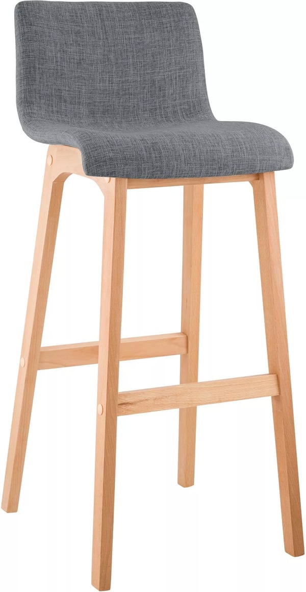 Hoover Ljusgrå Barstol i Tyg med Träben - 46x41x102 cm