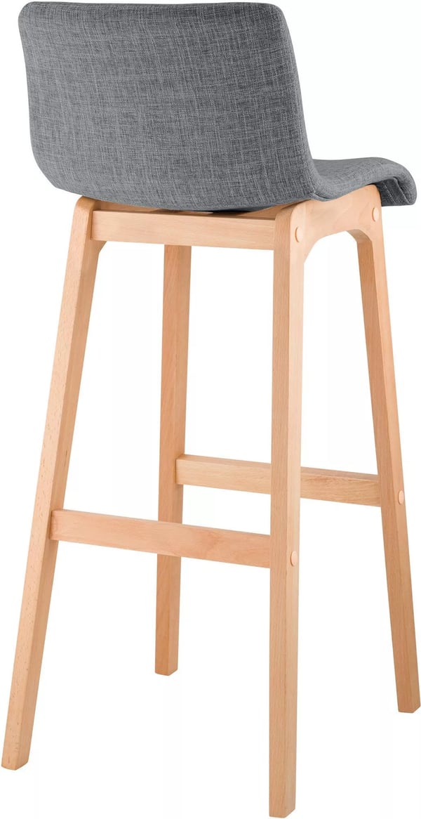 Hoover Lysegrå Barstol i Stof med Træben - 46x41x102 cm