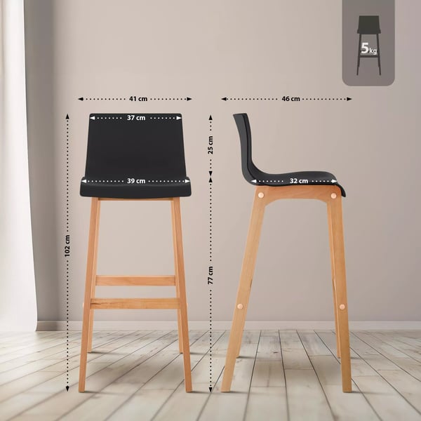 2 kpl Hoover Natura baarituolisetti, pyökkipuuta, musta