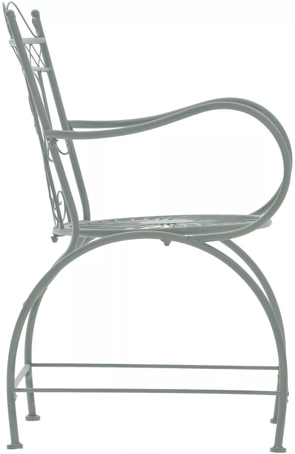 Sheela Antik Grøn Metal Havestol - Håndlavet Elegance, 10 kg, 60 x 48 x 88 cm