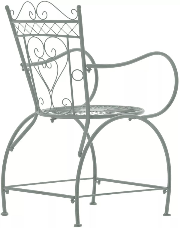 Sheela Antik Grøn Metal Havestol - Håndlavet Elegance, 10 kg, 60 x 48 x 88 cm