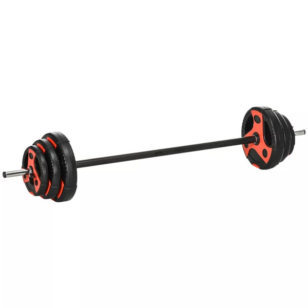 SPORTNOW Säädettävä käsipainosetti 20 kg – Musta/Punainen, Liukumaton Ote, Lattiasuojattu, Sis. 6 Painolevyä