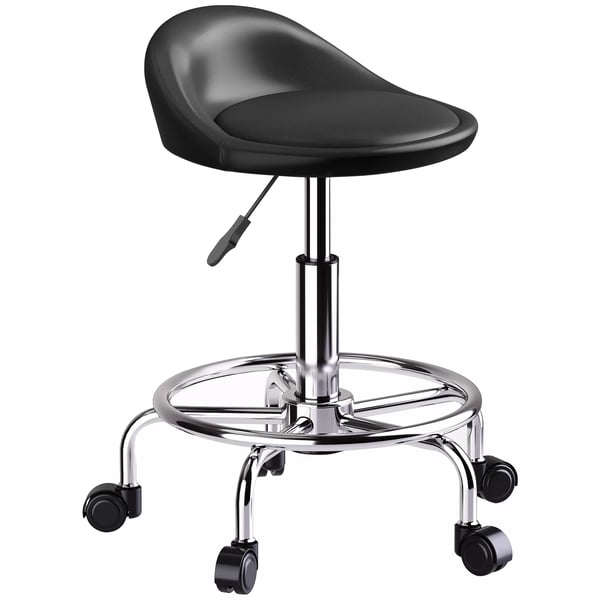 HOMCOM justerbar rullpall i konstläder, 59-75 cm, svart