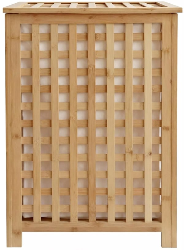 Lenca Bambu Pyykkikori - Luonnonvärinen Puu/Kangas, 90L