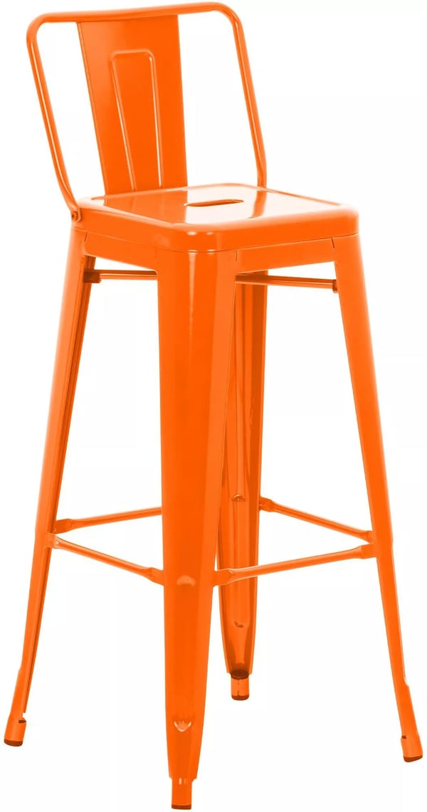 Orange metallbarstol - Industristil, kommersiell kvalitet, robust och hållbar - 96 cm höjd