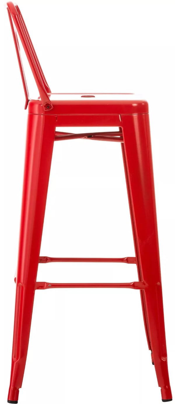 Rød metal barstol med metalstativ - 43x44x96 cm