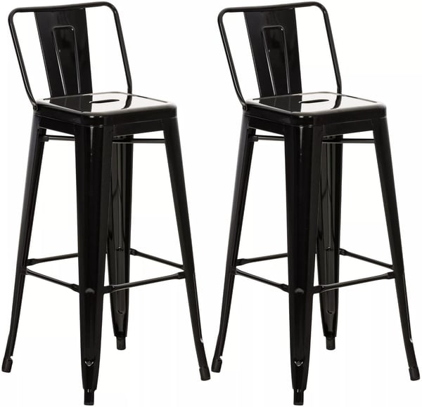 Set med 2 svarta barstolar i metall Mason, 43x44x96 cm