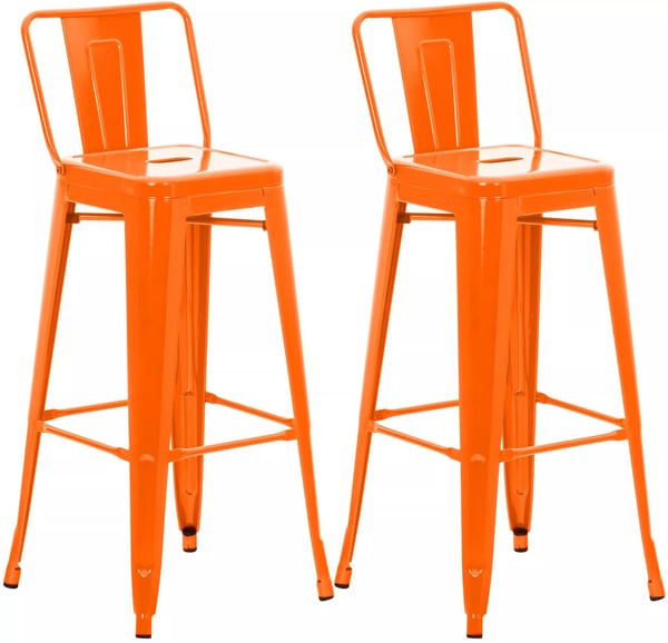 2 kpl setti baarijakkaroita, oranssi metalli
