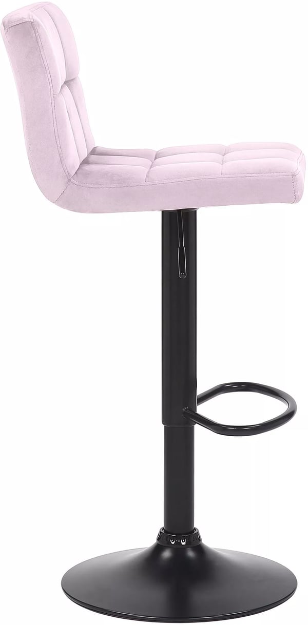 Feni Pink Fløjl Barstol med Mat Sort Metalbase