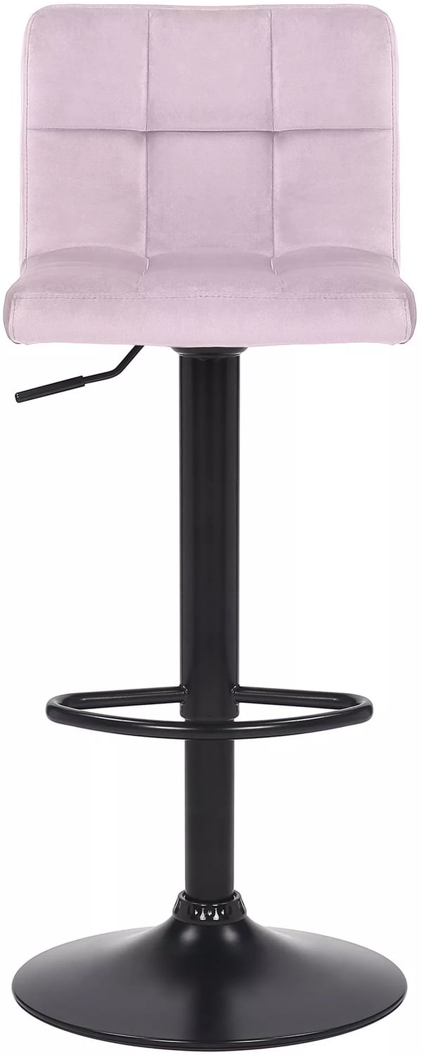 Feni Pink Fløjl Barstol med Mat Sort Metalbase