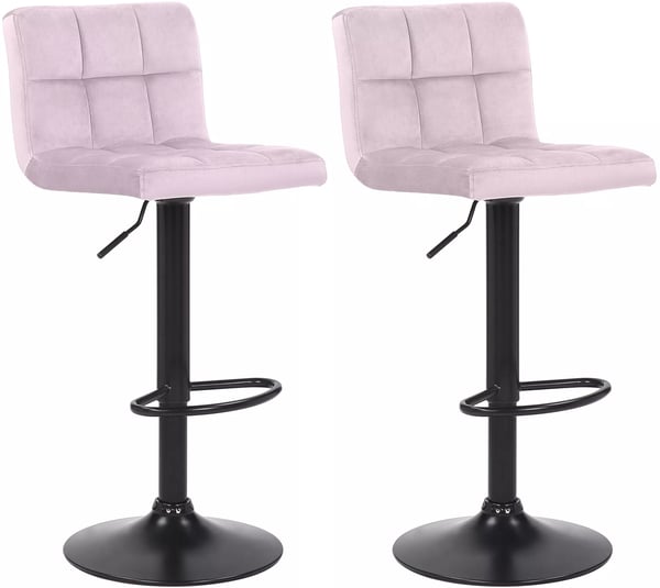 Set med 2 Feni rosa sammetsbarstolar med matt svart metallställ