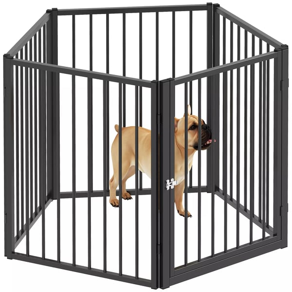 Hundegård, kæledyrspark, 5 paneler, bærbart foldbart hegn, sikkert, sort