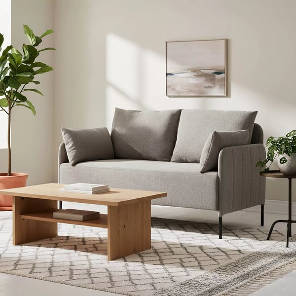 Ziden Taupe 2-personers stofsofa med høj bæreevne 300 kg, metalben, bølgeaffjedring og skumtæthed 28 kg/m³ hynder