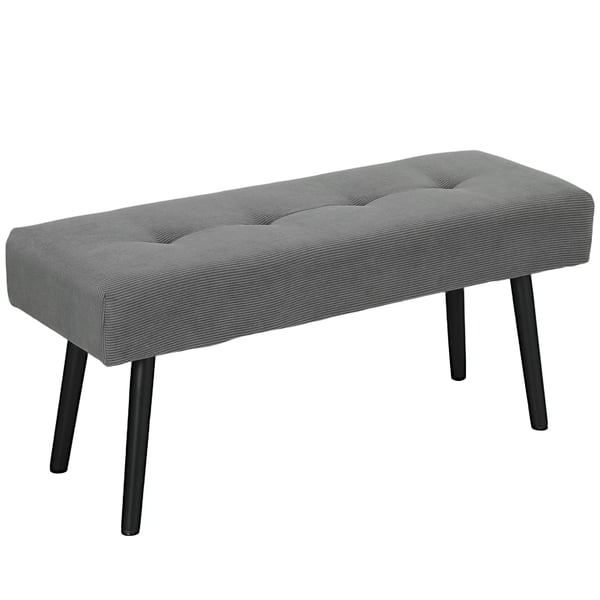 HOMCOM Bänk i Manchestergrå, vadderad, med metallben och tuftad design, 100x36x45 cm