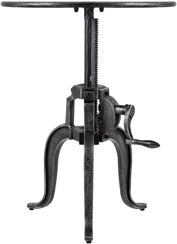 Marcos sofabord i industriel stil, antik sølv, højdejusterbart 46-66 cm, 50x50 cm