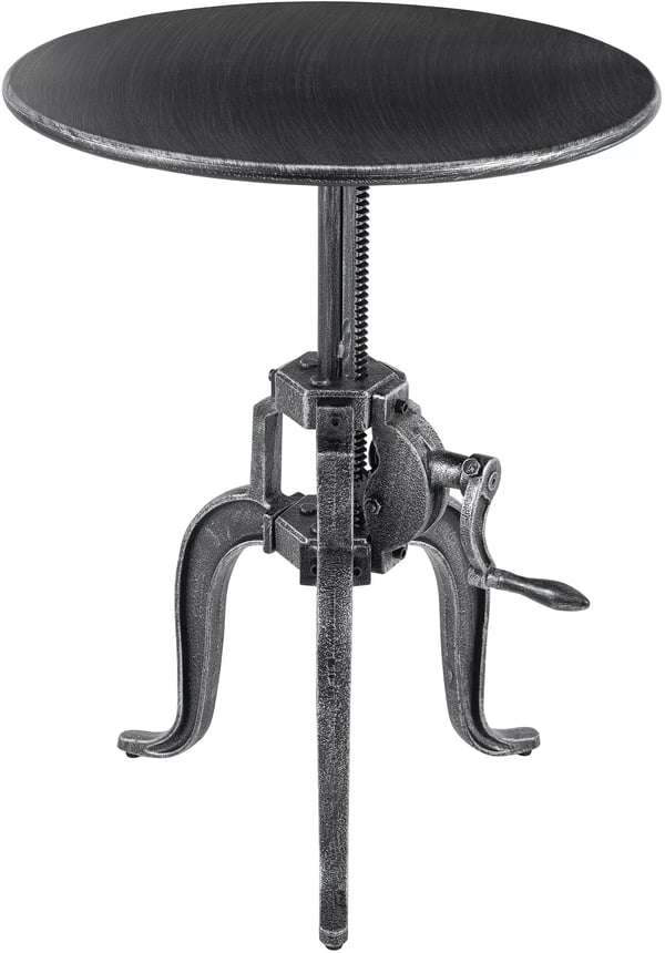 Marcos sofabord i industriel stil, antik sølv, højdejusterbart 46-66 cm, 50x50 cm