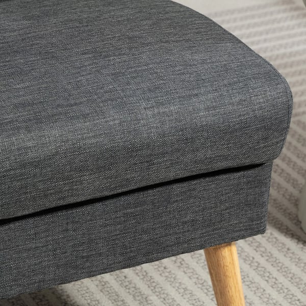 2-personers sofa, tuftet ryglæn, træben, tyk polstring, linnedlook, til små rum, Grå