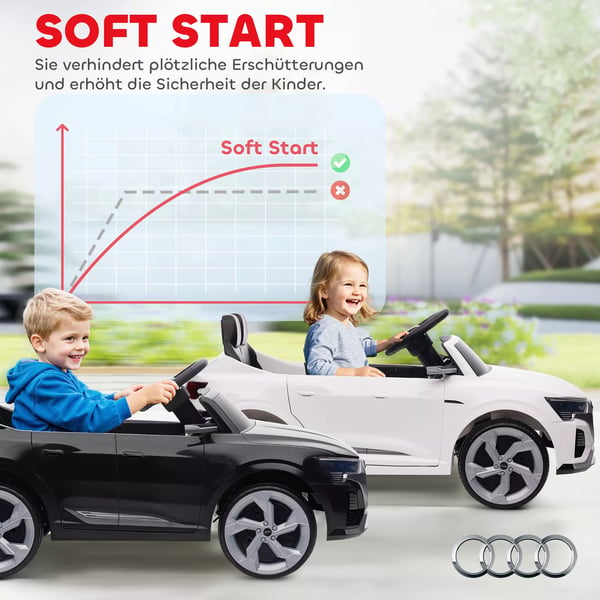 Elektrisk børnebil, 12V Audi Q8, 3-5 km/t, Fjernbetjening, Forlygter, Musik, Sort