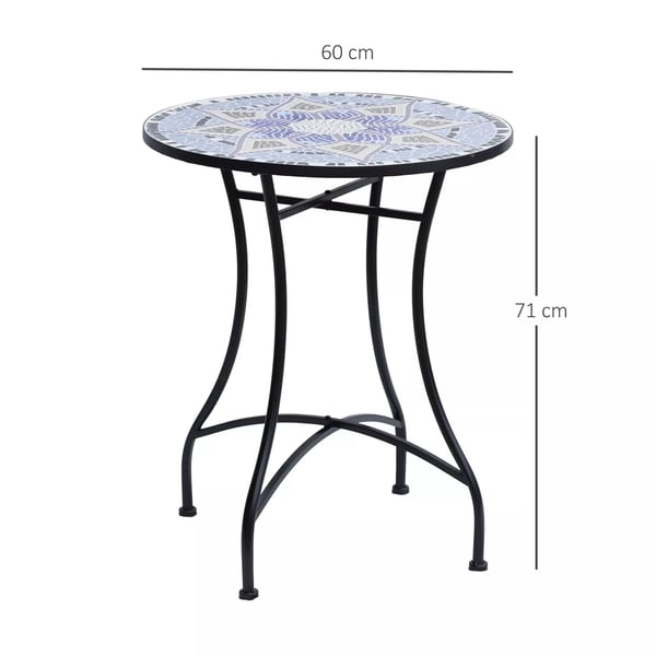 Outsunny® havebord altanbord rund Ø60 x H71 cm