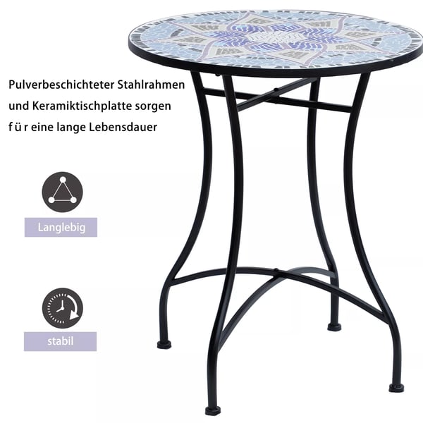 Outsunny® havebord altanbord rund Ø60 x H71 cm