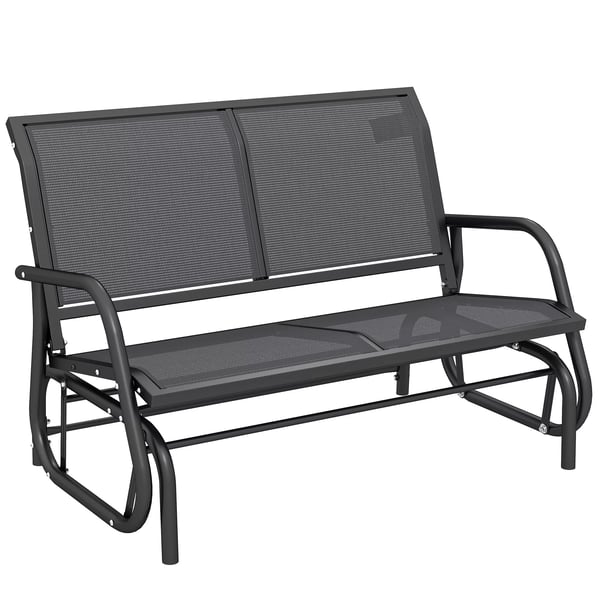 Outsunny 2-personers gyngestol havebænk havegynge siddebænk parkbænk metal havemøbel grå 120 x 70 x 85 cm
