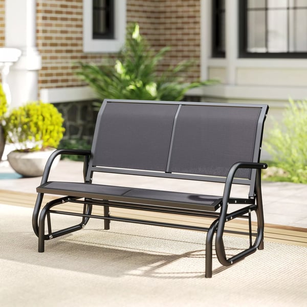 Outsunny 2-personers gyngestol havebænk havegynge siddebænk parkbænk metal havemøbel grå 120 x 70 x 85 cm